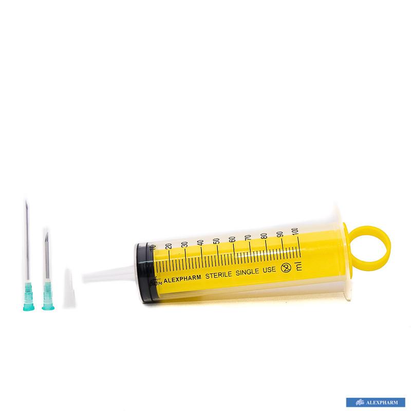 Шприц 3-х компонентний одноразовий стерильний "ALEXPHARM" 100 мл Catheter Tip з голкою, 14G (2,0x50)
